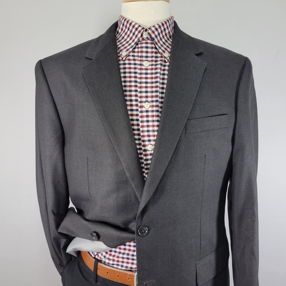 Croft Barrow Men's Sport Coat Blazer‎ Two Button Charcoal Gray Poly Blend 42R - Picture 6 of 13
